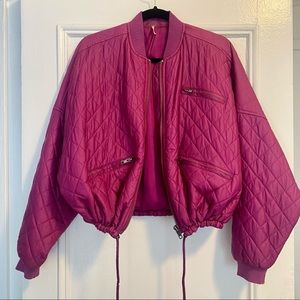 Free People Purple Corduroy Puffy Jacket